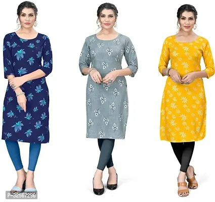 Reliable Crepe Printed Kurta For Women- Pack Of 3