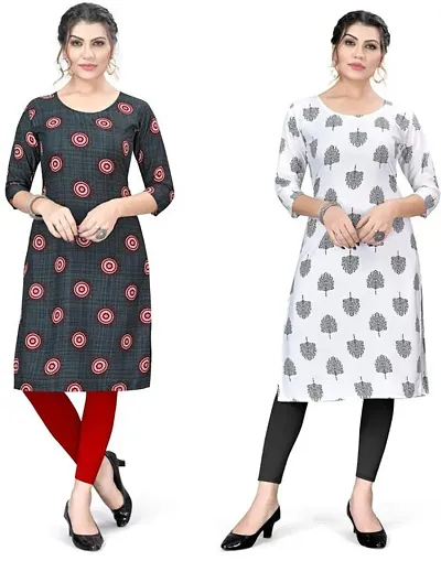 Pack Of 2- Printed Crepe Kurta