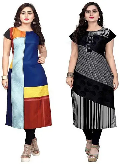 Stylish Fancy Designer Crepe Kurta For Women Pack Of 2