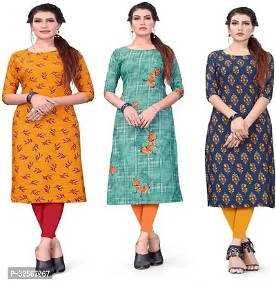 Reliable Crepe Printed Kurta For Women- Pack Of 3