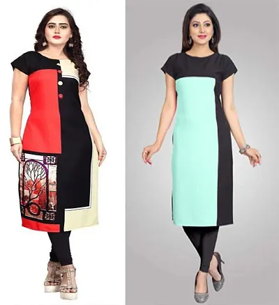 Stylish Crepe Kurta For Women Pack Of 2