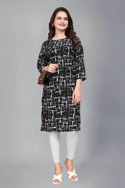 Stylish Crepe Printed Straight Kurti