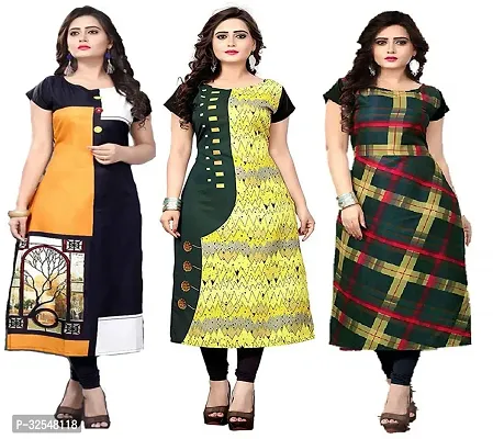 Beautiful Crepe Printed Kurta For Women Pack of 3-thumb0