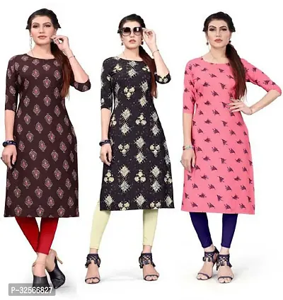 Reliable Crepe Printed Kurta For Women- Pack Of 3