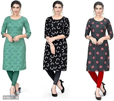 Beautiful Crepe Printed Kurta For Women Pack of 3-thumb0