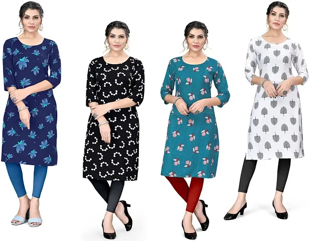 Stylish A-Line Crepe Kurta Pack Of 4