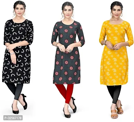 Reliable Crepe Printed Kurta For Women- Pack Of 3-thumb0