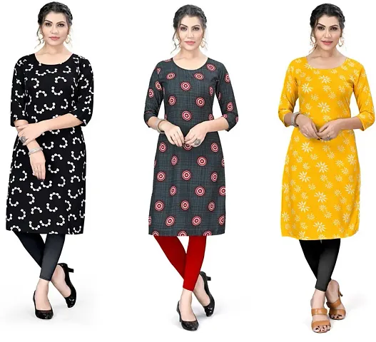 Reliable Crepe Kurta For Women- Pack Of 3