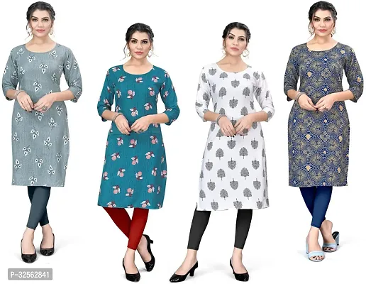 Stylish Crepe Stitched Kurta For Women Combo Of 4-thumb0