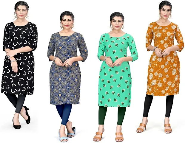 Stylish A-Line Crepe Kurta Pack Of 4