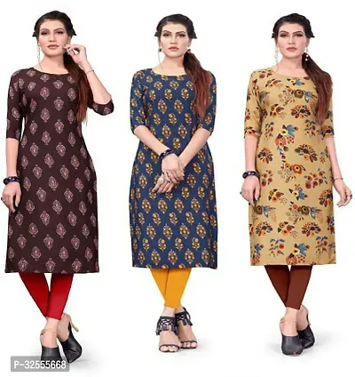 Fancy Crepe Kurtas For Women Combo Of 3-thumb0