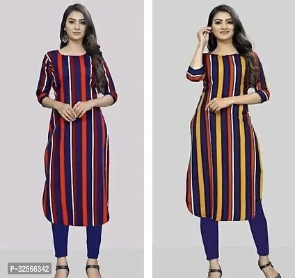 Reliable Crepe Striped Kurta For Women- Pack Of 2