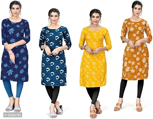 Stylish Crepe Stitched Kurta For Women Combo Of 4