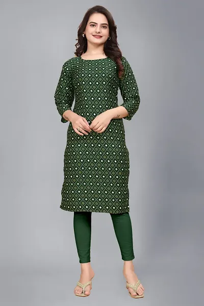 Stylish Crepe Printed A-Line Kurtis For Women