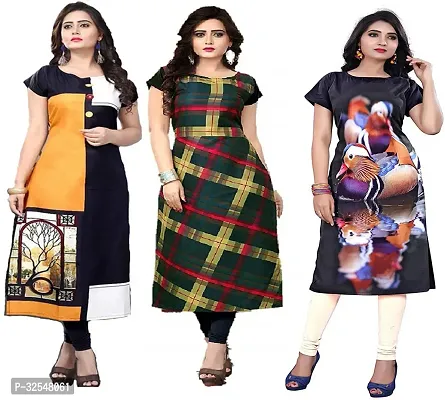 Beautiful Crepe Printed Kurta For Women Pack of 3