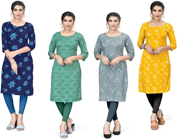 Stylish Crepe Casual Kurta Pack of 4