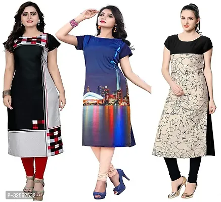 Stylish Crepe Stitched Kurta For Women Combo Of 3