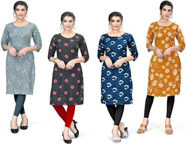 Stylish A-Line Crepe Kurta Pack Of 4