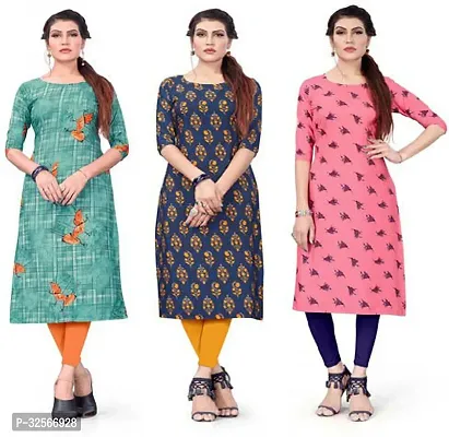 Reliable Crepe Printed Kurta For Women- Pack Of 3-thumb0