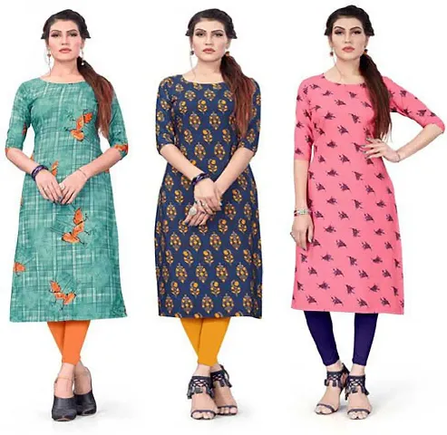 Pack Of 3- Printed Crepe Kurta