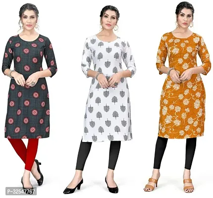 Beautiful Crepe Printed Kurta For Women Pack of 3