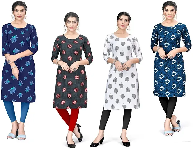 Stylish A-Line Crepe Kurta Pack Of 4