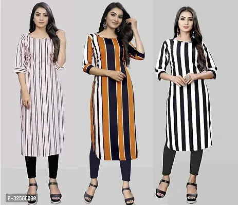 Reliable Crepe Striped Kurta For Women- Pack Of 3-thumb0