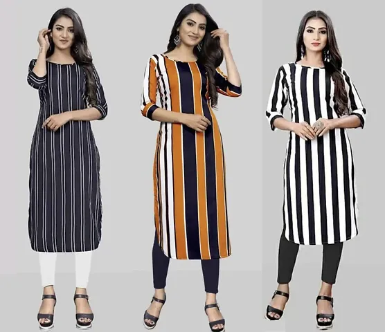 Pack Of 3- Printed Crepe Kurta