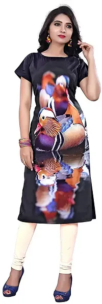 Elegant Multicoloured Crepe Printed Straight Kurta For Women Pack Of 3-thumb4