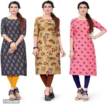 Reliable Crepe Printed Kurta For Women- Pack Of 3-thumb0