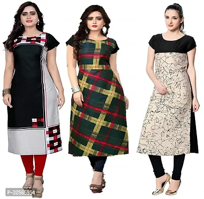 Reliable Crepe Printed Kurta For Women- Pack Of 3