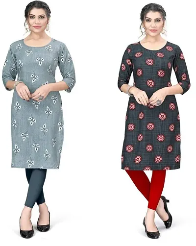 Stylish A-Line Crepe Kurta Combo Of 2