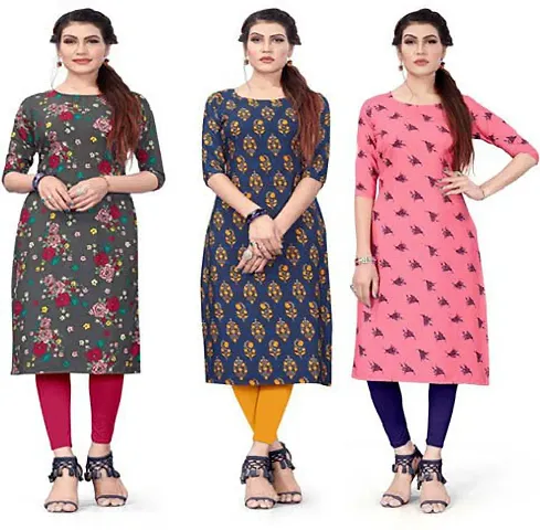 Pack Of 3- Printed Crepe Kurta