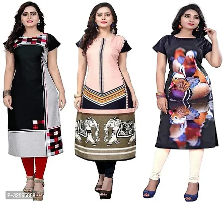 Reliable Crepe Printed Kurta For Women- Pack Of 3-thumb0