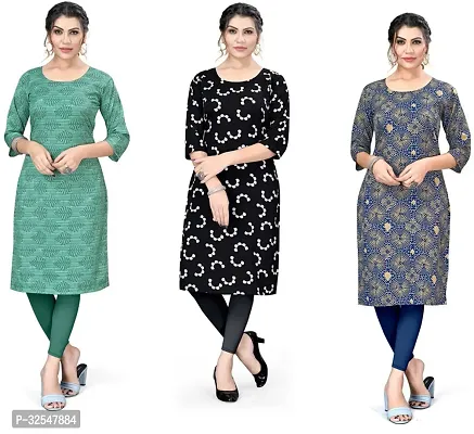 Beautiful Crepe Printed Kurta For Women Pack of 3-thumb0