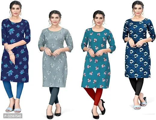 Reliable Crepe Printed Kurta For Women- Pack Of 4