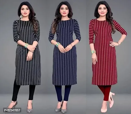 Beautiful Crepe Printed Kurta For Women Pack of 3-thumb0