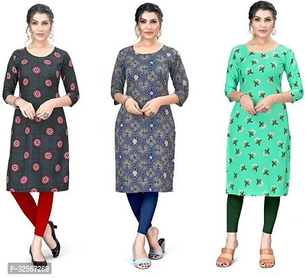 Reliable Crepe Printed Kurta For Women- Pack Of 3