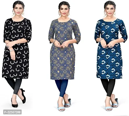 Reliable Crepe Printed Kurta For Women- Pack Of 3-thumb0