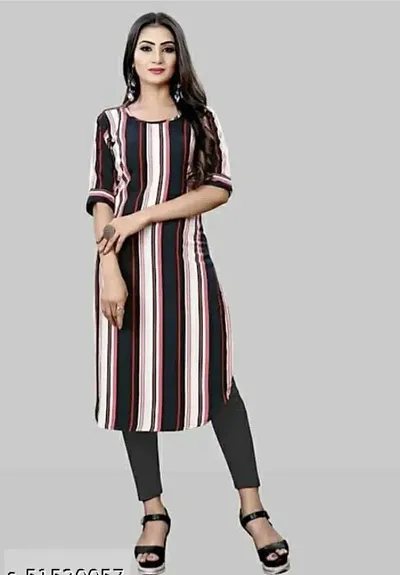 Stylish Crepe Printed Straight Kurtis