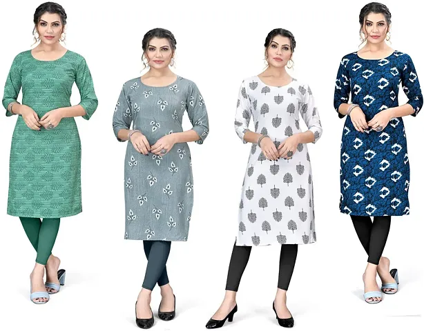 Combo Of 4- Designer Crepe Printed Kurta