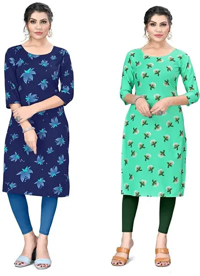 Stylish A-Line Crepe Kurta Combo Of 2