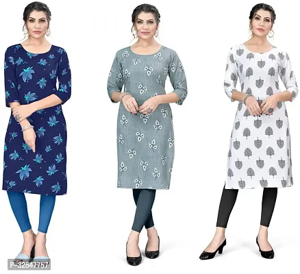 Beautiful Crepe Printed Kurta For Women Pack of 3-thumb0