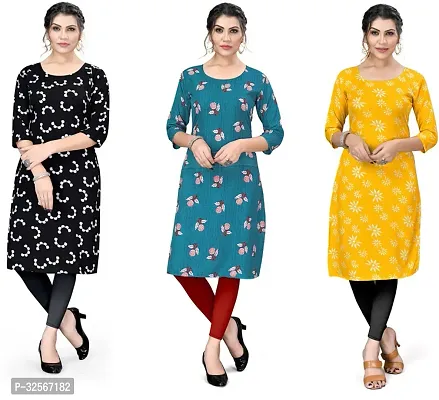 Reliable Crepe Printed Kurta For Women- Pack Of 3-thumb0