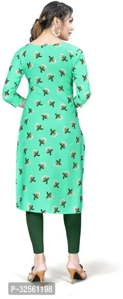 Stylish Green Crepe Printed Stitched Kurta For Women-thumb2