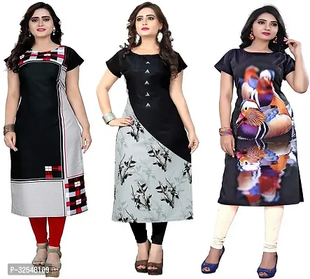 Beautiful Crepe Printed Kurta For Women Pack of 3