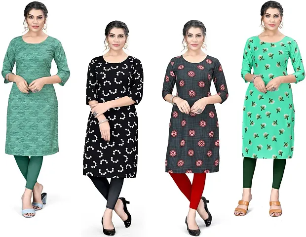 Stylish A-Line Crepe Kurta Pack Of 4