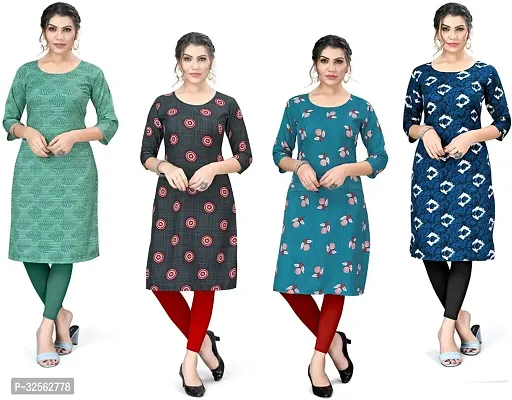 Stylish Crepe Stitched Kurta For Women Combo Of 4-thumb0