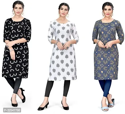 Beautiful Crepe Printed Kurta For Women Pack of 3-thumb0