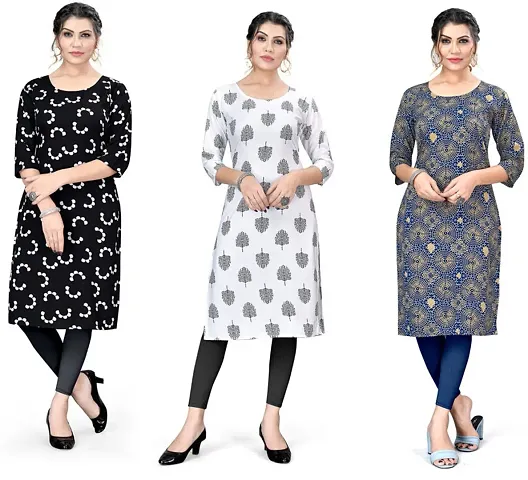 Reliable Crepe Kurta For Women- Pack Of 3